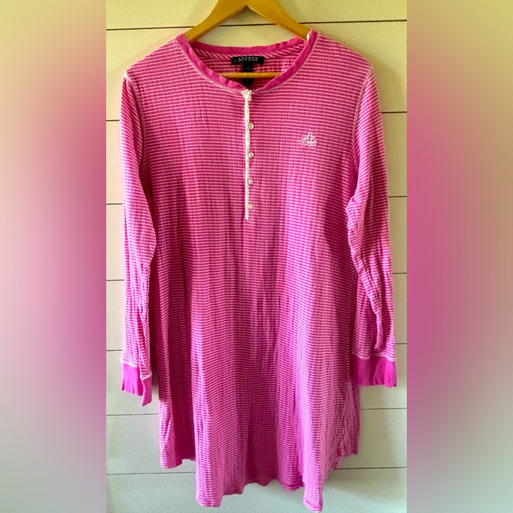 Ralph Lauren Pink Striped Long Sleeve Pajamas size L